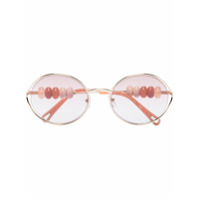 Chloé Eyewear Óculos de sol redondo com contas - Rosa