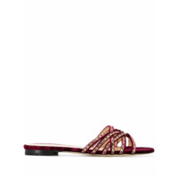 Chloe Gosselin Slipper Nina em veludo com acabamento de corrente - Vermelho