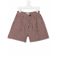 Chloé Kids Bermuda xadrez com detalhe de pregas - Vermelho