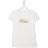 Chloé Kids Camiseta com logo de brilho - Branco