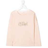 Chloé Kids Camiseta com logo de brilho - Neutro