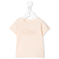 Chloé Kids Camiseta decote arredondado com estampa de logo - Neutro