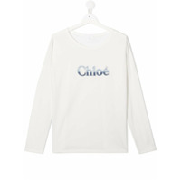 Chloé Kids Camiseta mangas longas de algodão - Branco