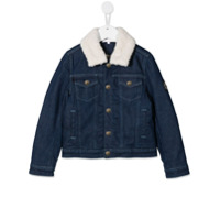 Chloé Kids Jaqueta jeans com acabamento de pelos - Azul