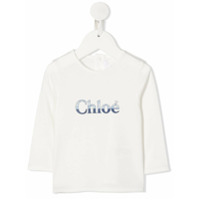 Chloé Kids logo print longsleeved T-shirt - Branco
