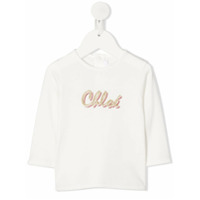 Chloé Kids logo print longsleeved T-shirt - Branco
