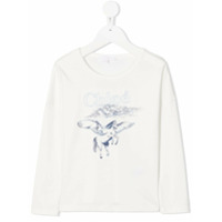 Chloé Kids pegasus print top with embroidery - Branco