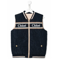Chloé Kids TEEN padded logo print gilet jacket - Azul