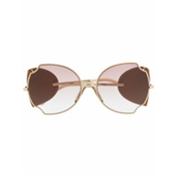 Chloé leather-embellished oversized frame sunglasses - Dourado