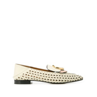 Chloé Mocassim com logo e recorte à laser - Neutro