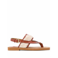 Chloé Woody flat faux-shearling sandals - Marrom