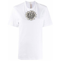 Christopher Kane Camiseta com broche de cristais - Branco