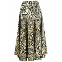 Christopher Kane Saia midi com pregas e estampa de zebra - Amarelo