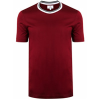 CK Calvin Klein Camiseta slim com listras no decote - Vermelho