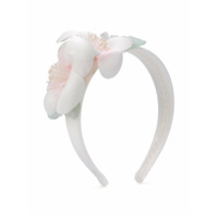 Colorichiari Headband de cetim com aplicação floral - Branco