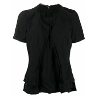 Comme Des Garçons Blusa com barra desfiada e sobreposição - Preto