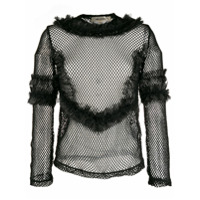 Comme Des Garçons Blusa com tela e babado - Preto