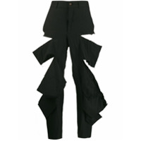 Comme Des Garçons Calça cropped destroyed - Preto