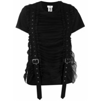 Comme Des Garçons Noir Kei Ninomiya Camiseta franzida com detalhe de fivela - Vermelho