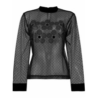Comme Des Garçons Noir Kei Ninomiya long-sleeve sheer top - Preto