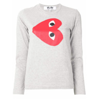 Comme Des Garçons Play Blusa decote careca com estampa de logo - Cinza