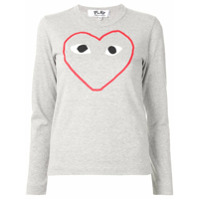 Comme Des Garçons Play Blusa decote careca com estampa de logo - Cinza