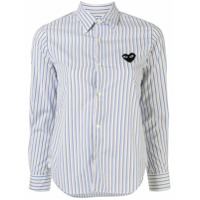 Comme Des Garçons Play Camisa com estampa de listras e logo - Azul