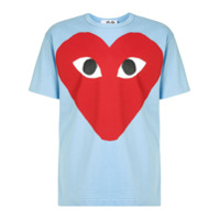 Comme Des Garçons Play Camiseta com estampa de coração - Azul