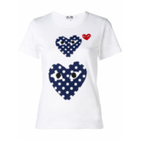 Comme Des Garçons Play Camiseta com estampa de coração e poás - Branco
