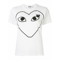 Comme Des Garçons Play Camiseta com estampa e patch de logo - Branco