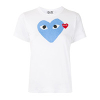 Comme Des Garçons Play Camiseta com estampa e patch de logo - Branco