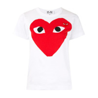 Comme Des Garçons Play Camiseta com patch de logo e estampa de coração - Branco