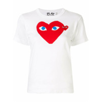 Comme Des Garçons Play Camiseta com patch de logo e estampa de coração - Branco