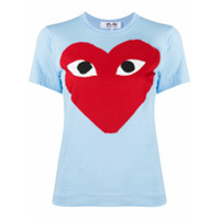 Comme Des Garçons Play Camiseta decote careca com estampa de coração - Azul