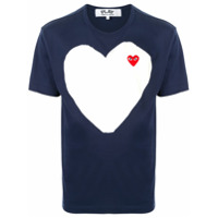 Comme Des Garçons Play Camiseta decote careca com estampa de logo - Azul