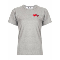 Comme Des Garçons Play Camiseta decote careca com logo bordado - Cinza