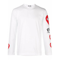 Comme Des Garçons Play Camiseta sem manga com estampa de coração - Branco