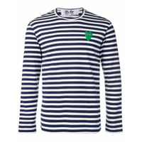 Comme Des Garçons Play heart patch striped sweatshirt - Azul