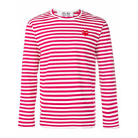 Comme Des Garçons Play heart patch striped sweatshirt - Vermelho