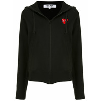Comme Des Garçons Play Moletom com capuz, zíper e estampa de coração - Preto