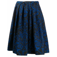 Comme Des Garçons Saia com bordado floral e pregas - Azul