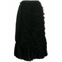 Comme Des Garçons Saia franzida com detalhe de babados - Preto