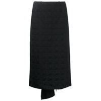 Comme Des Garçons Saia midi preta com bordado - Preto