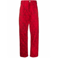 Comme Des Garçons Shirt Calça cropped com estampa floral - Vermelho