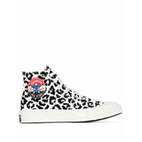 Converse Tênis cano alto com estampa de leopardo e solado chunky 70mm - Branco