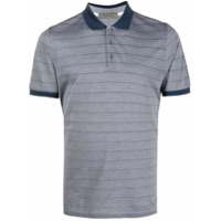 Corneliani Camisa polo mangas curtas com listras - Azul