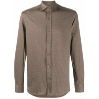 Corneliani Camisa texturizada com botões - Marrom