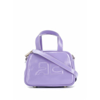 Courrèges Bolsa mini de couro com logo gravado - Roxo