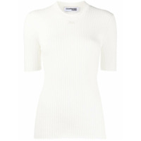 Courrèges Suéter com logo bordado de tricô canelado - Branco