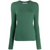 Courrèges Suéter com logo bordado de tricô canelado - Verde